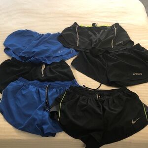 Set of 6 Nike and Asics Running Shorts Set